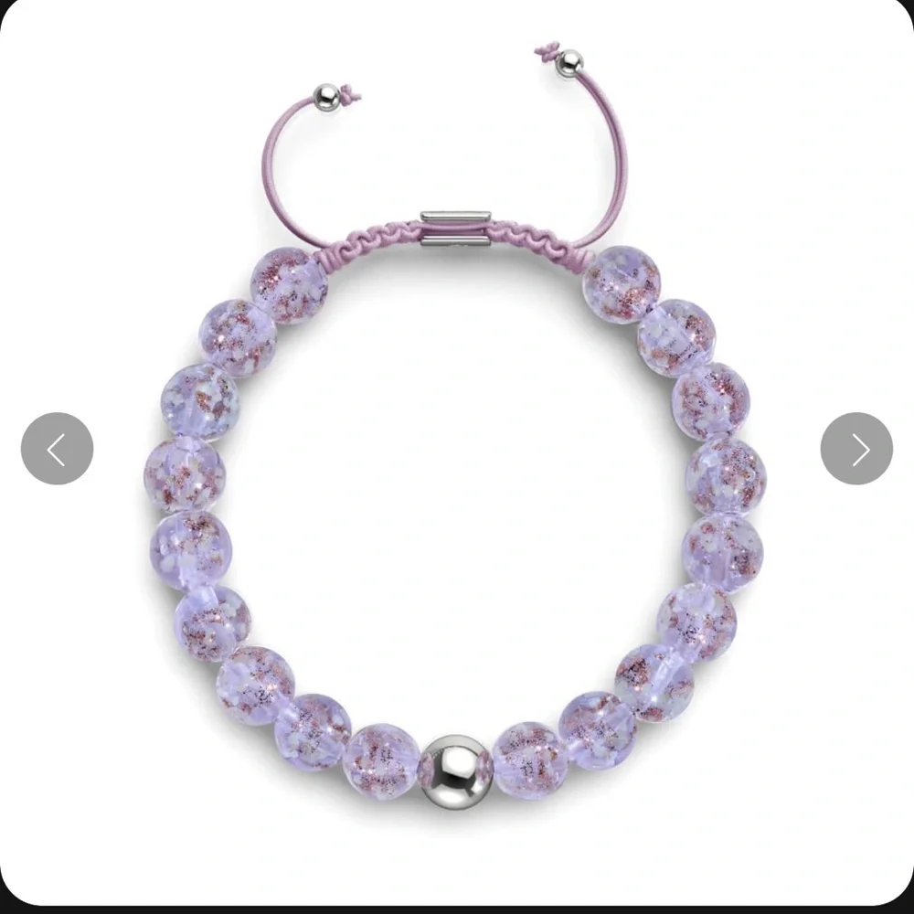NOGU Lilac | Silver | Firefly Glass Macrame Bracelet - Picture 2 of 10